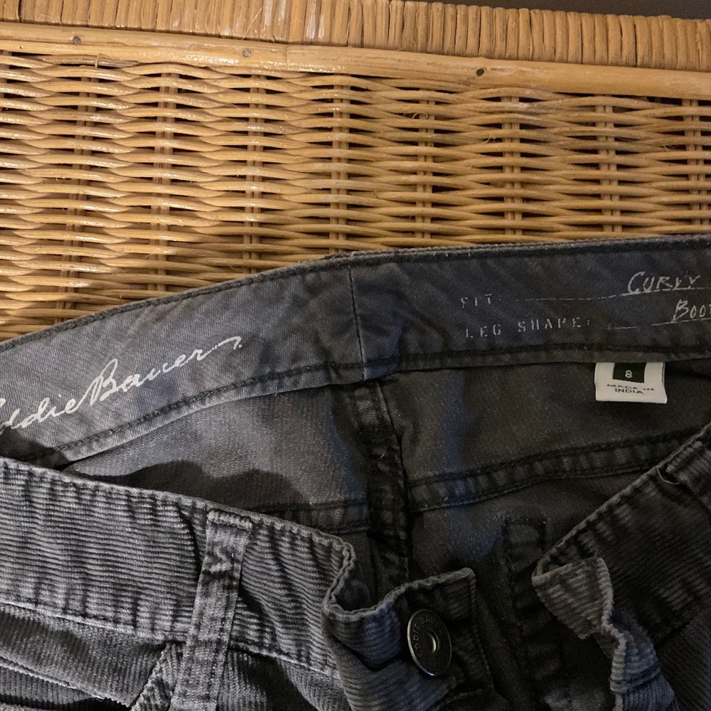Curvy bootcut cords by Eddie Bauer charcoal size 8